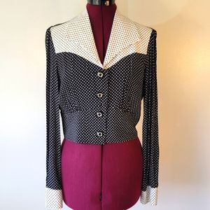 Heart Moon Star Black and White Polka Dot Blouse